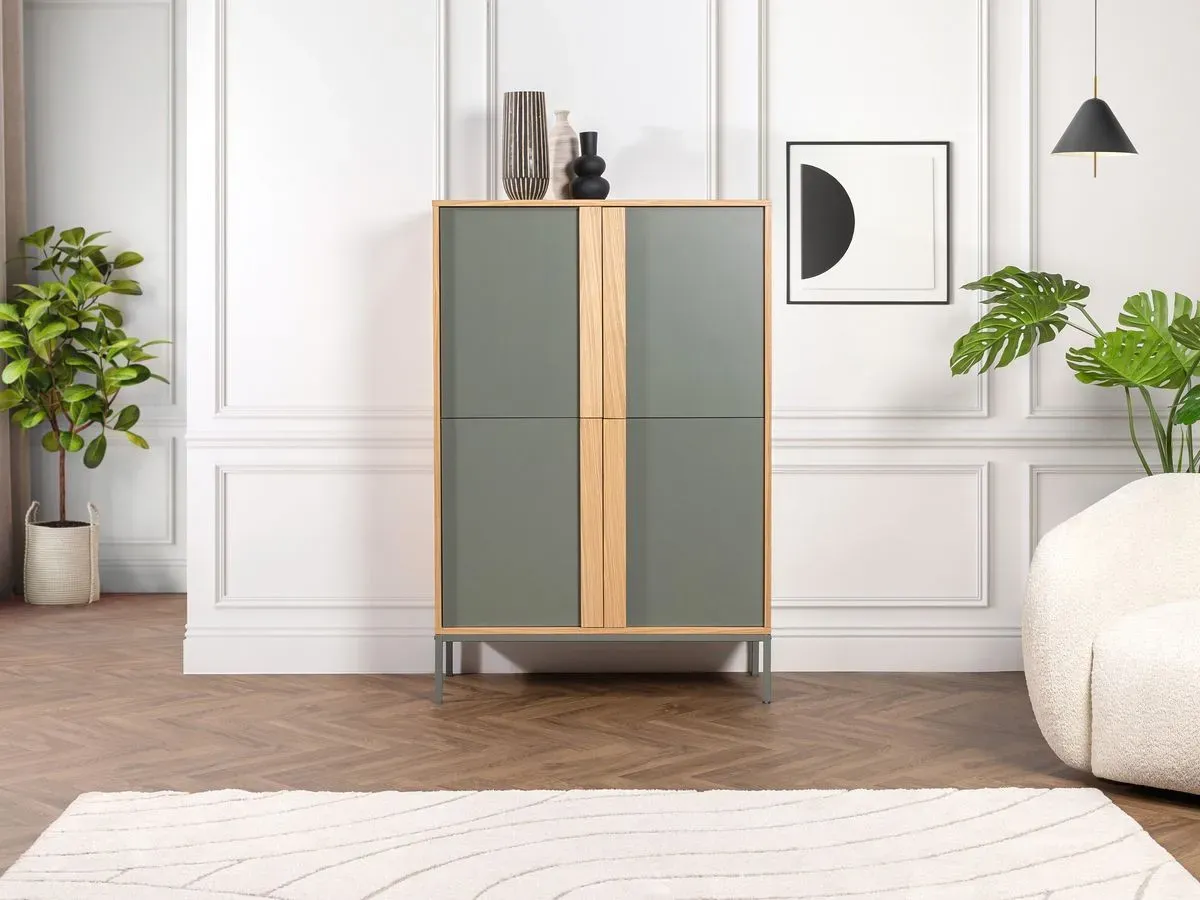 Buffet haut 4 portes 92 cm SOHO vert avec pieds en métal    BOBOCHIC