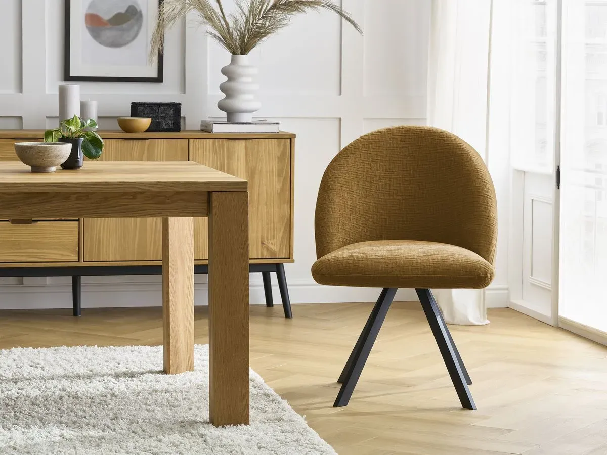 Chaise LALIE tissu texturé et pieds étoile jaune   BOBOCHIC