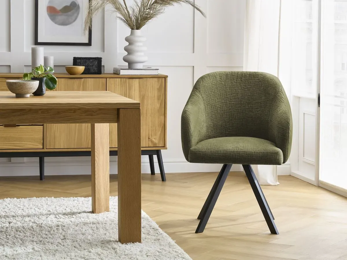 Chaise SOPHIE tissu texturé et pieds étoile vert   BOBOCHIC