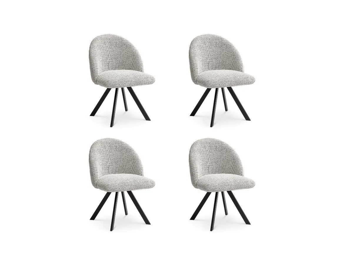 Lot de chaises LALIE tissu chiné et pieds étoile gris clair   BOBOCHIC