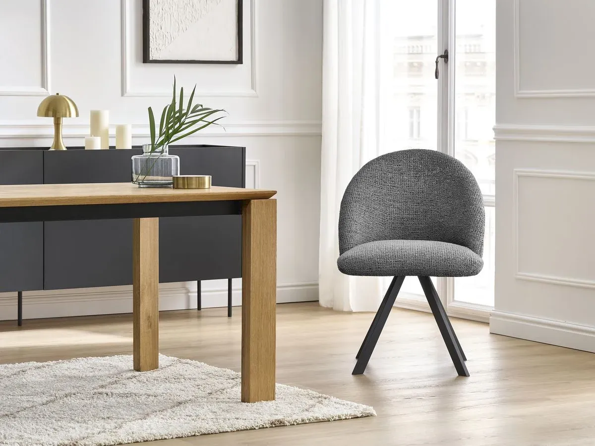 Lot de chaises LALIE tissu chiné et pieds étoile gris foncé   BOBOCHIC