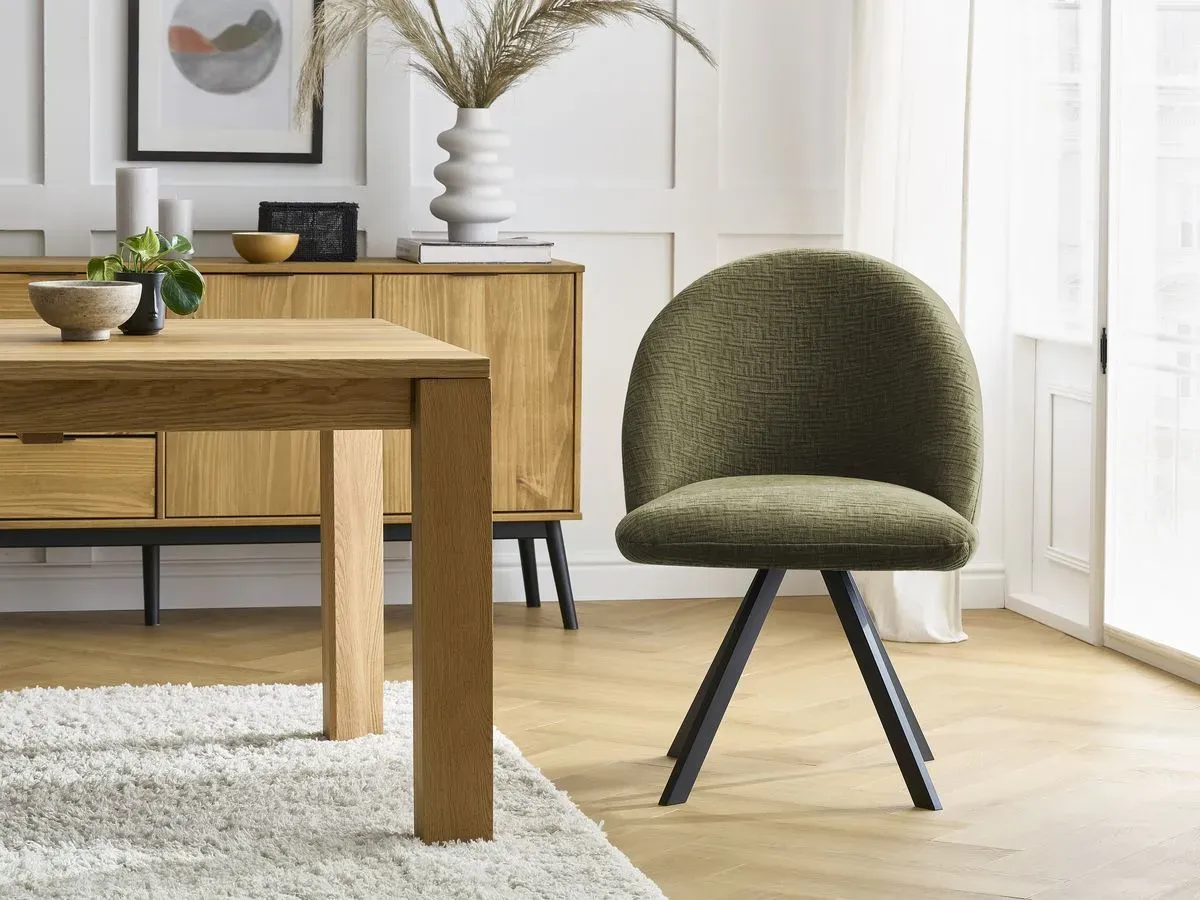 Lot de chaises LALIE tissu texturé et pieds étoile vert   BOBOCHIC