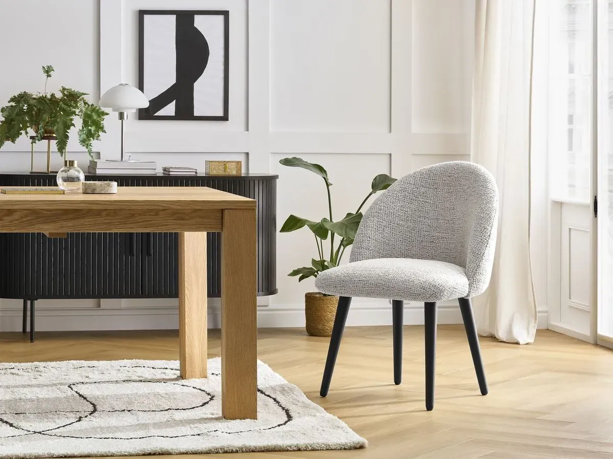 Lot de chaises LALIE tissu chiné et pieds scandinaves noirs gris clair   BOBOCHIC