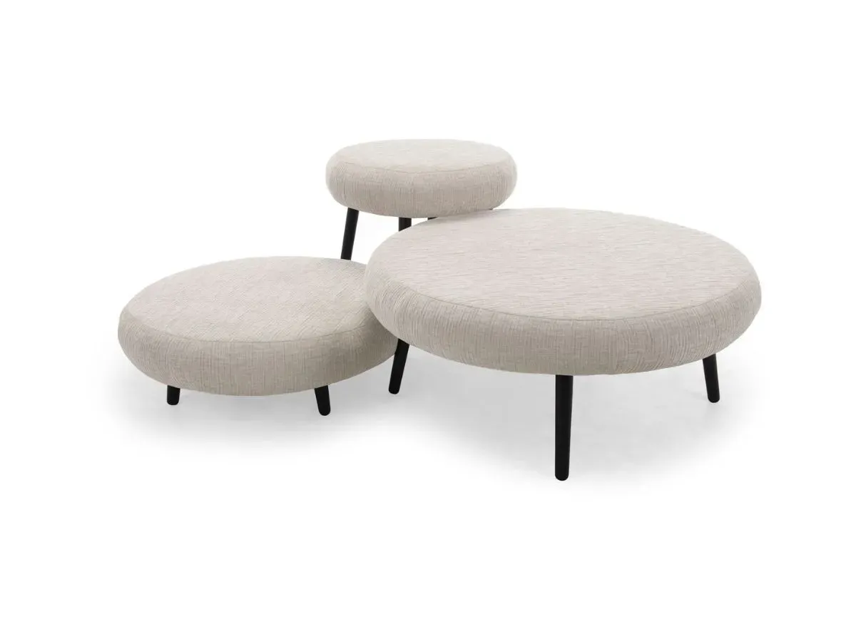 Lot de 3 poufs EDEN tissu texturé beige   BOBOCHIC
