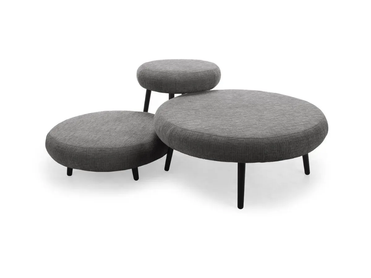 Lot de 3 poufs EDEN tissu texturé gris foncé   BOBOCHIC