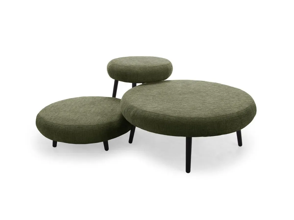 Lot de 3 poufs EDEN tissu texturé vert   BOBOCHIC