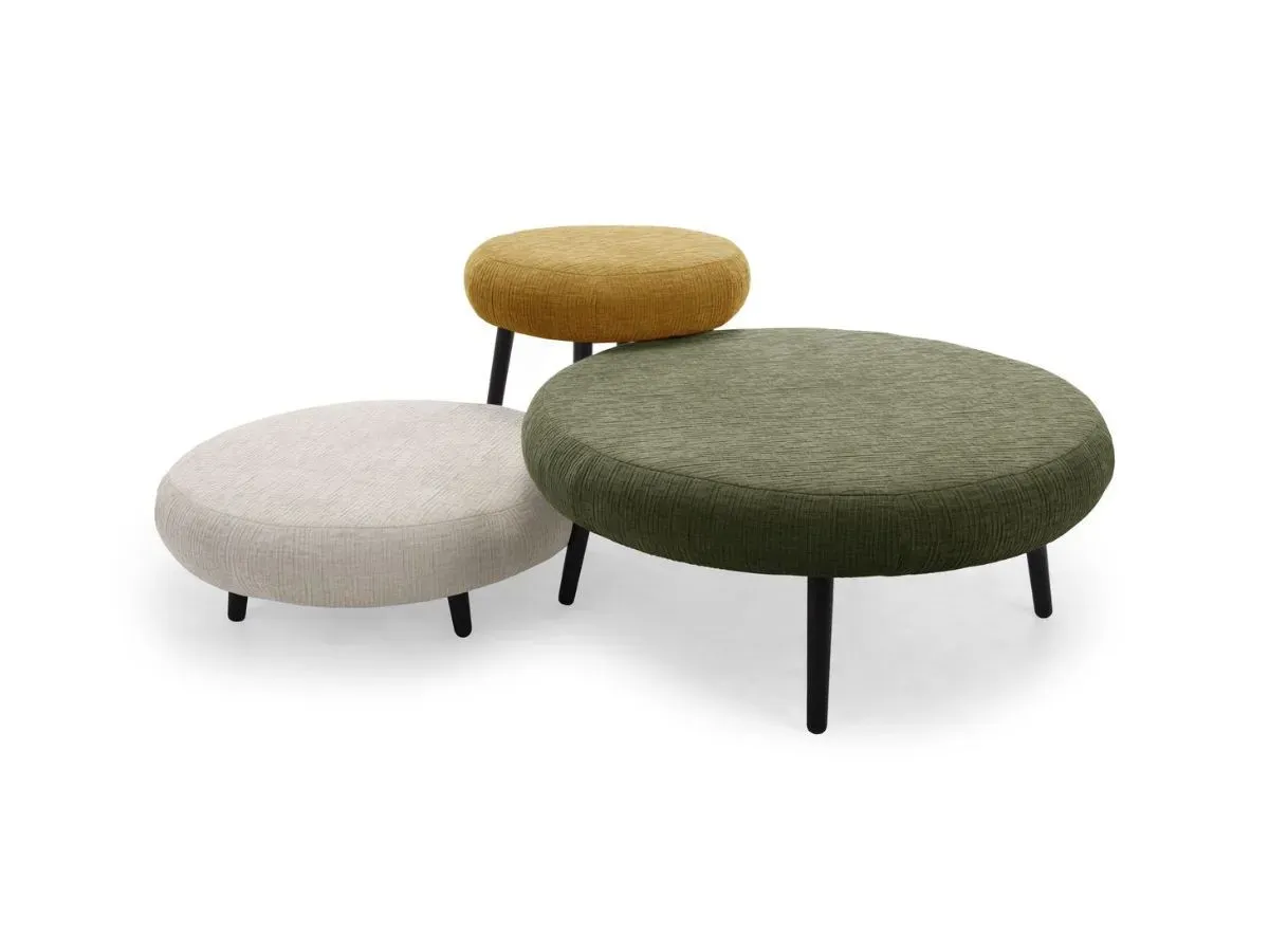 Lot de 3 poufs EDEN tissu texturé multicolore   BOBOCHIC
