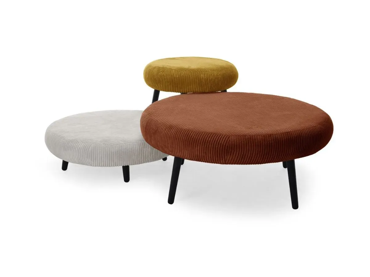 Lot de 3 poufs EDEN tissu velours côtelé multicolore   BOBOCHIC