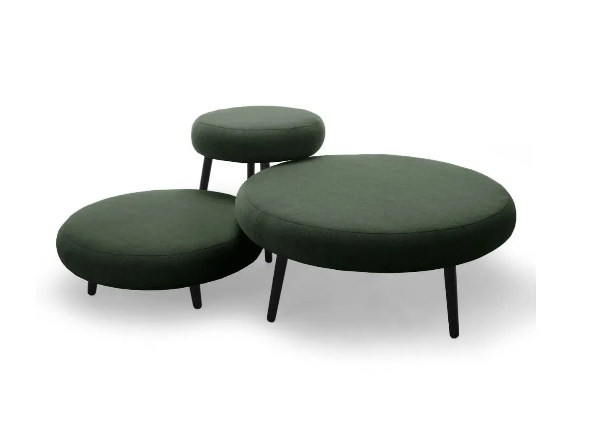 Lot de 3 poufs EDEN tissu lisse vert   BOBOCHIC