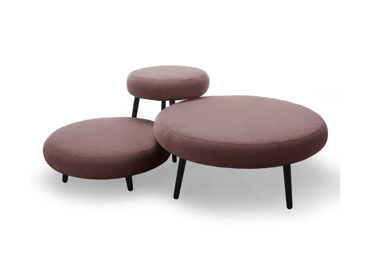 Lot de 3 poufs EDEN tissu lisse rose   BOBOCHIC