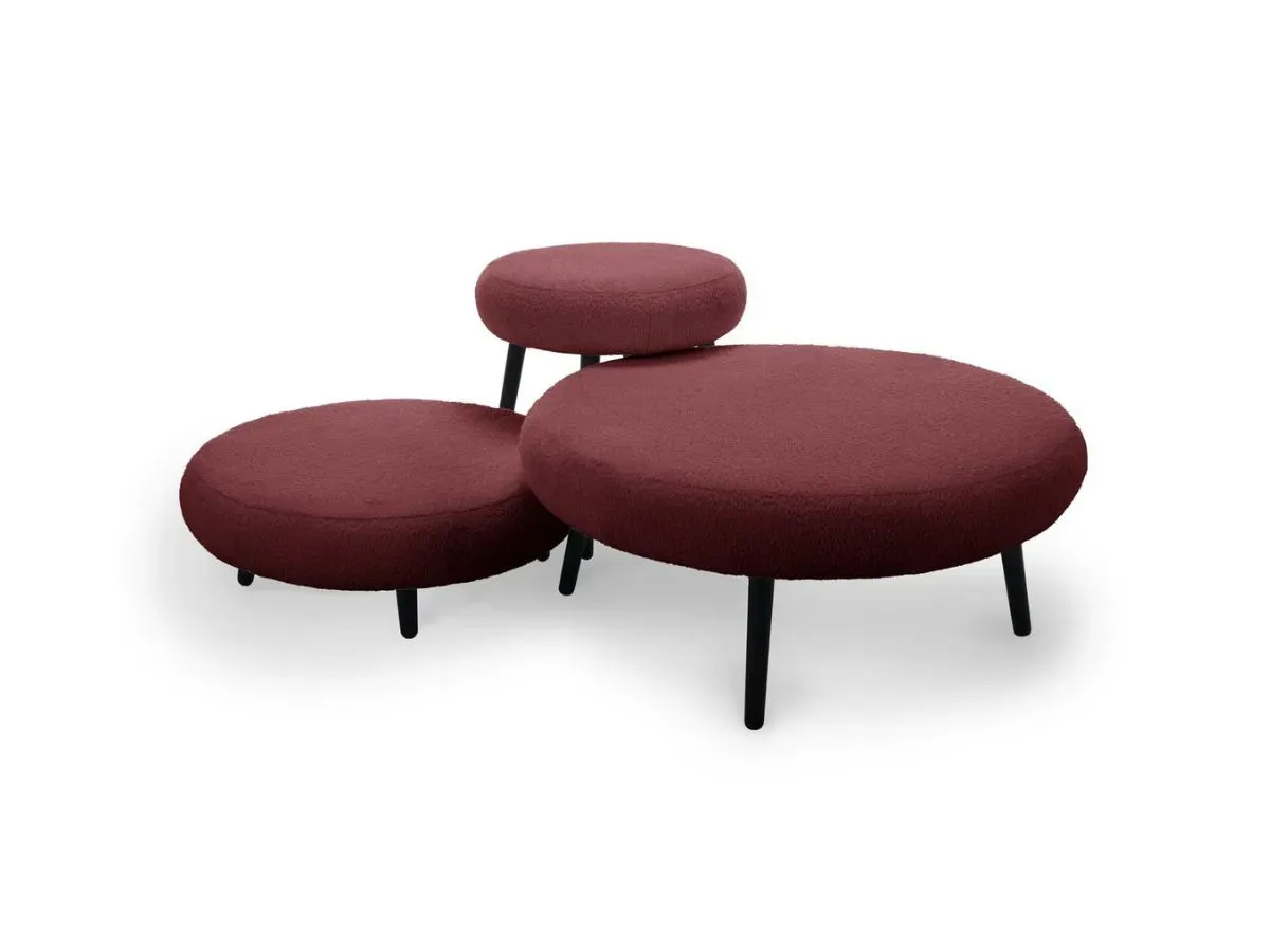 Lot de 3 poufs EDEN tissu bouclette rose   BOBOCHIC