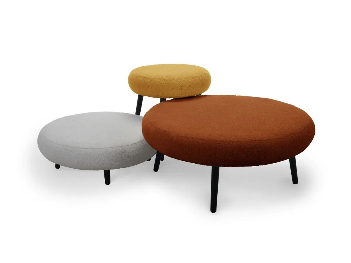 Lot de 3 poufs EDEN tissu bouclette multicolore   BOBOCHIC