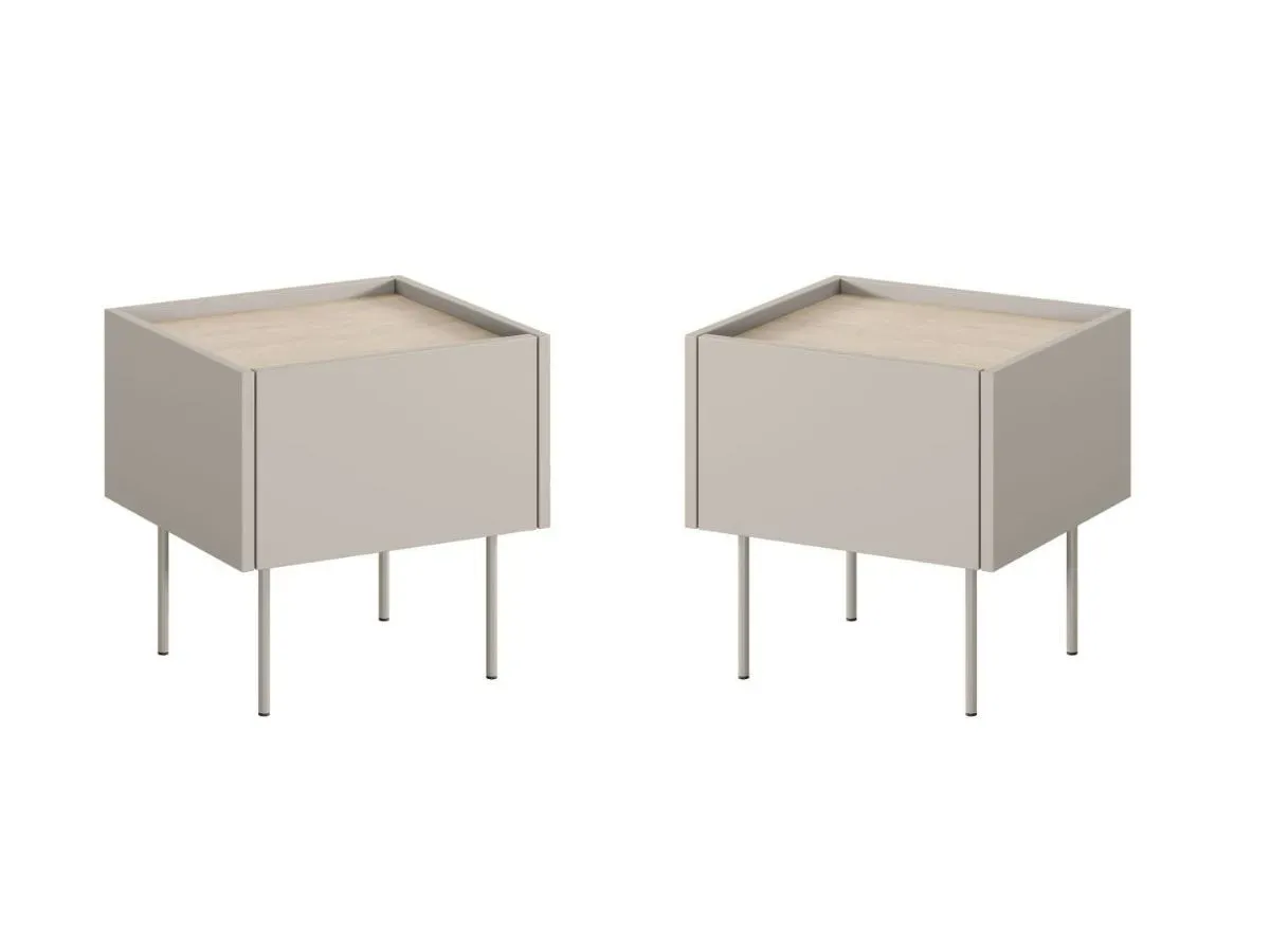 Lot de 2 chevets 1 tiroir ATLAS beige   BOBOCHIC