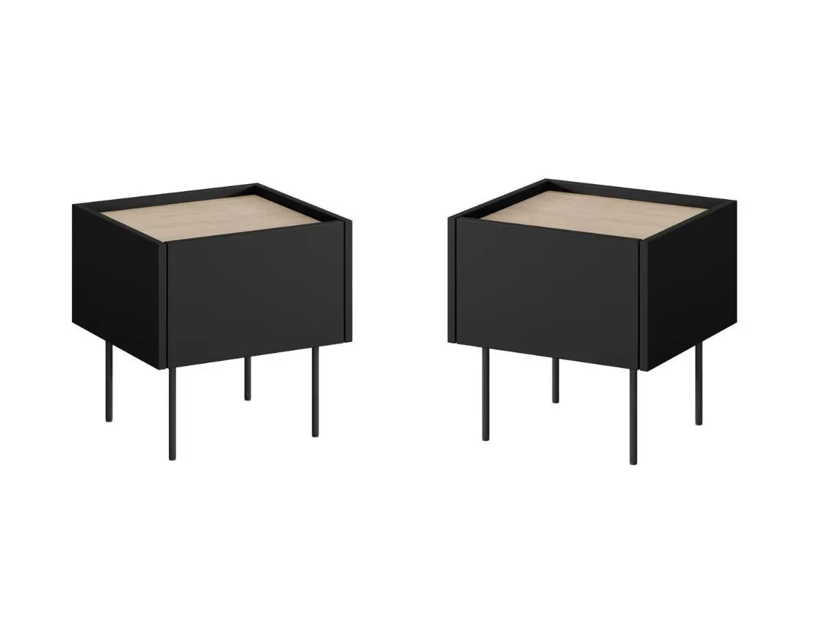 Lot de 2 chevets 1 tiroir ATLAS noir   BOBOCHIC