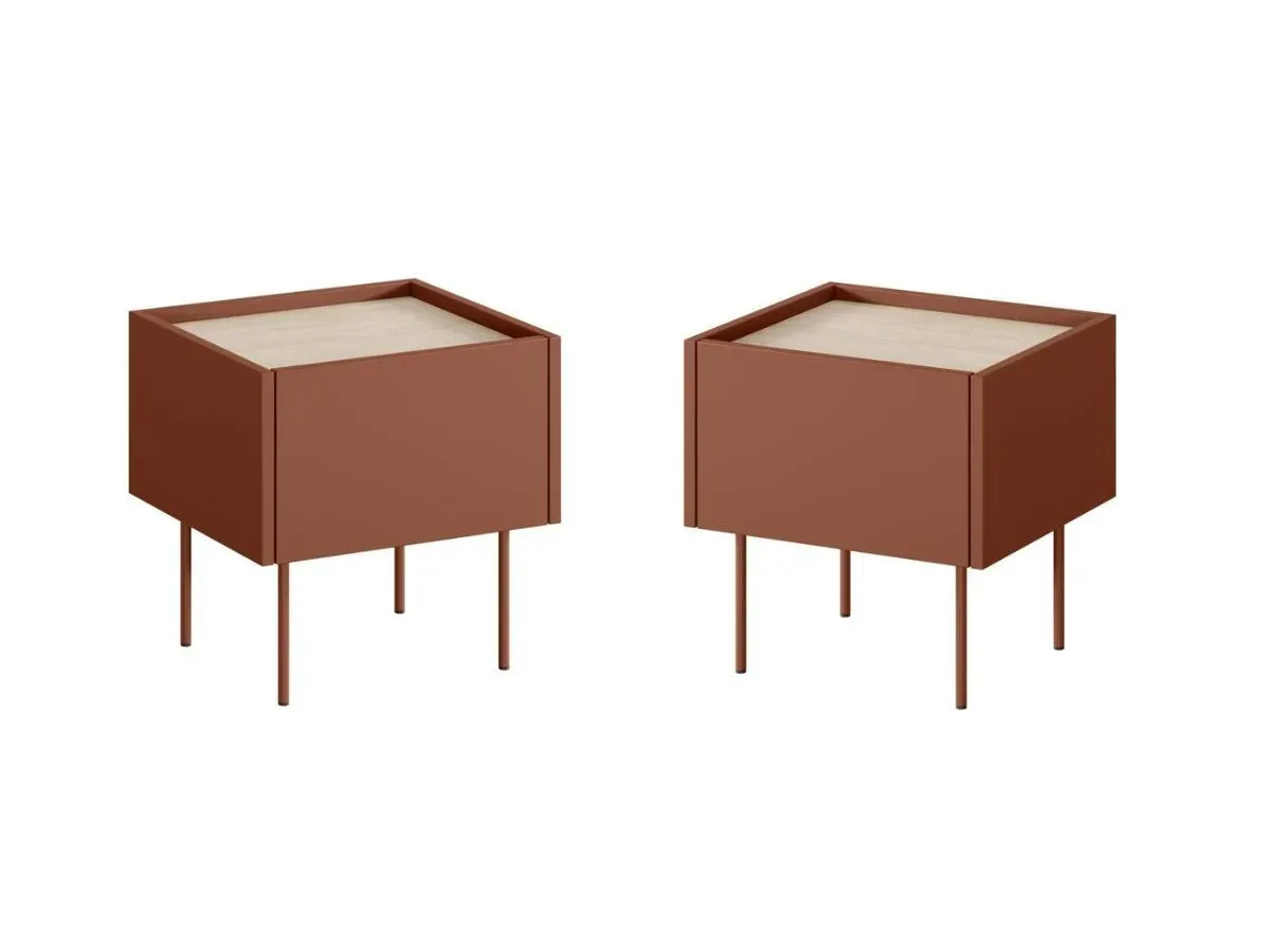 Lot de 2 chevets 1 tiroir ATLAS rouge   BOBOCHIC