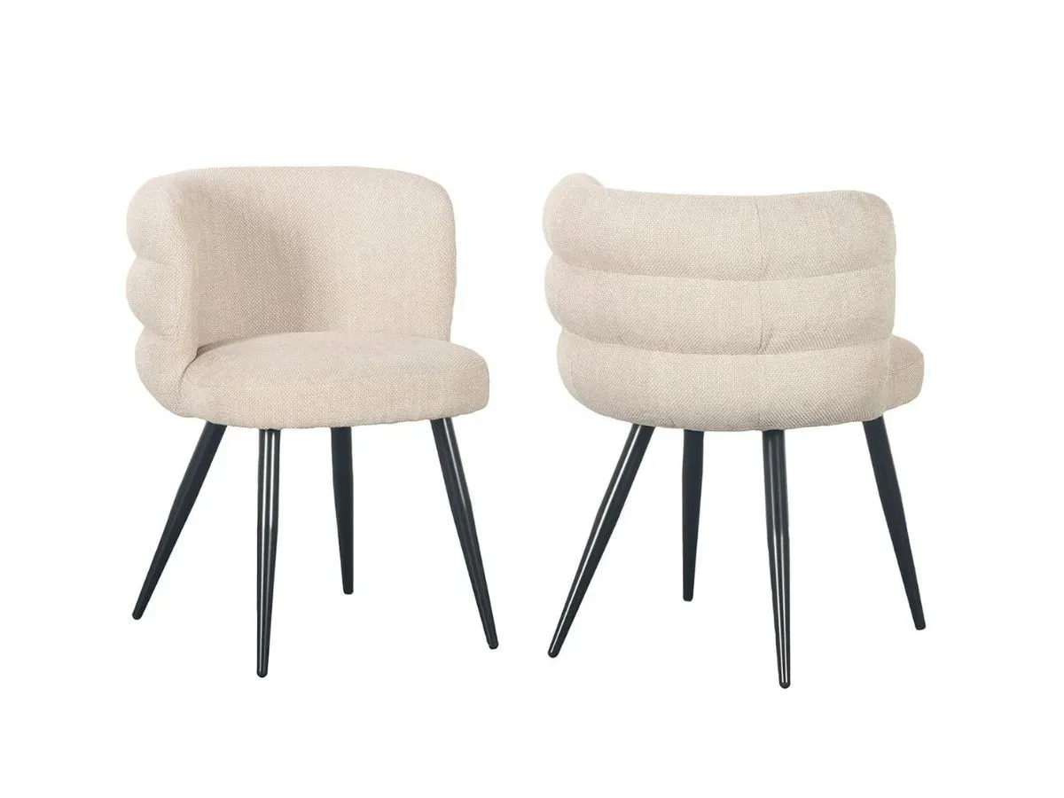 Lot de 2 chaises SOLEA tissu texturé beige   BOBOCHIC
