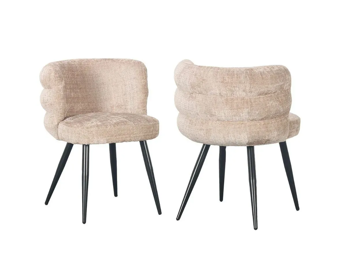 Lot de 2 chaises SOLEA tissu velours beige   BOBOCHIC