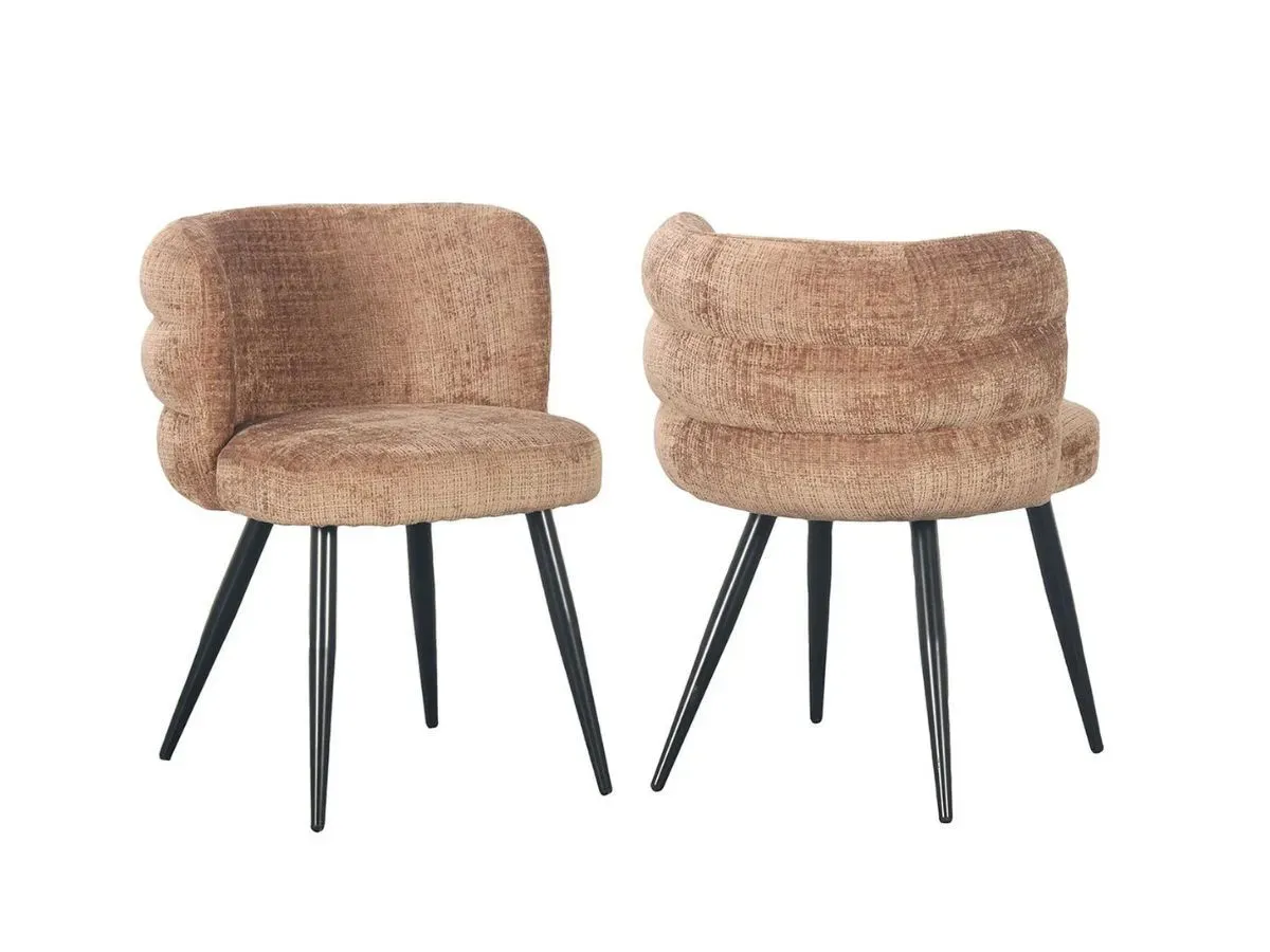 Lot de 2 chaises SOLEA tissu velours marron clair   BOBOCHIC