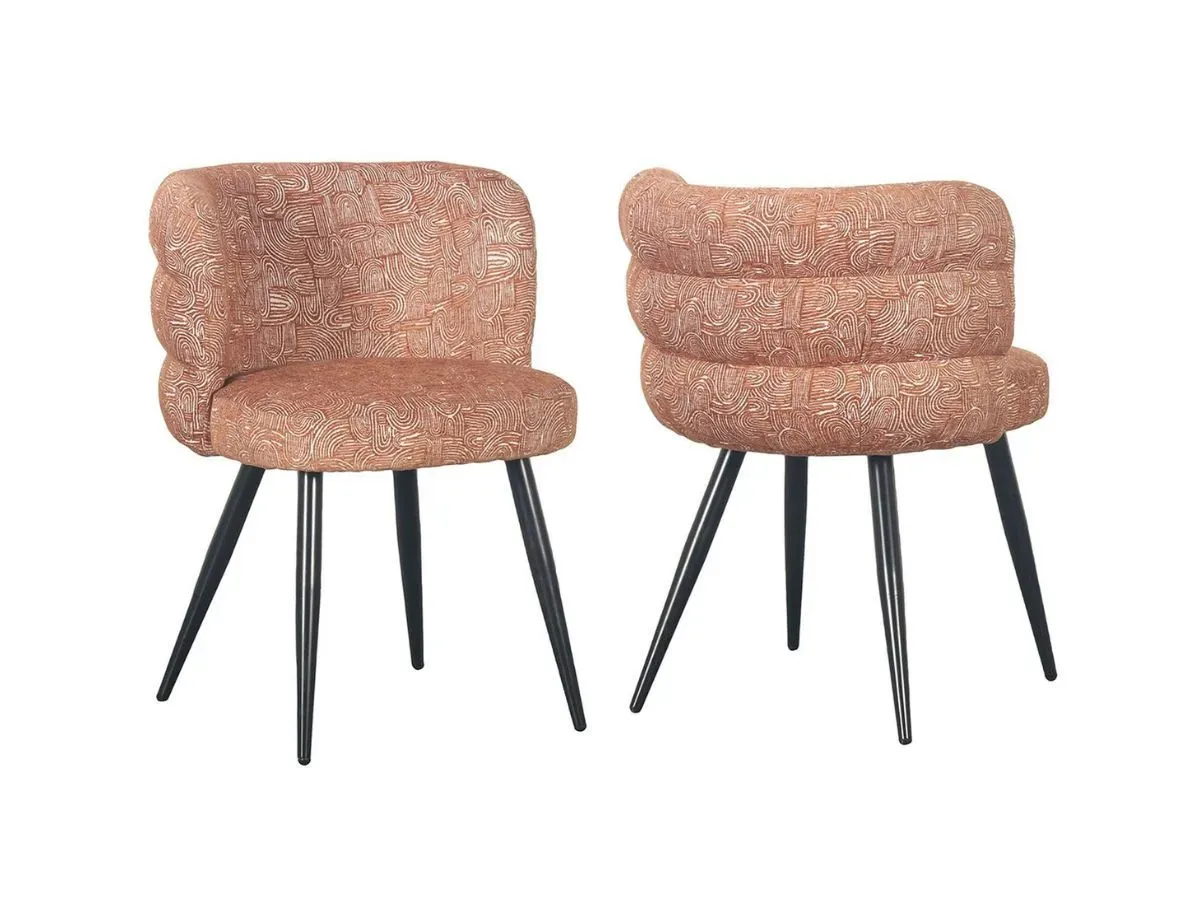 Lot de 2 chaises SOLEA tissu à motifs rose   BOBOCHIC