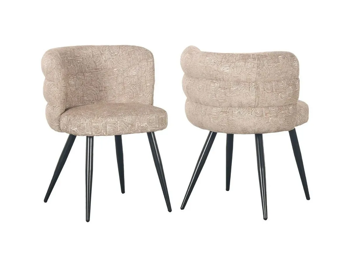 Lot de 2 chaises SOLEA tissu à motifs beige   BOBOCHIC