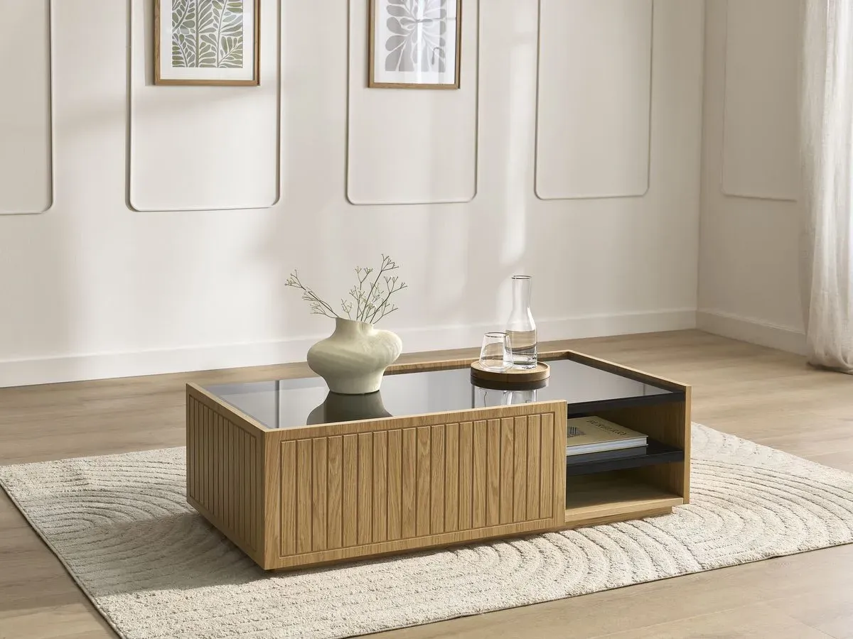 Table basse 100 cm THEMYS placage chêne massif    BOBOCHIC