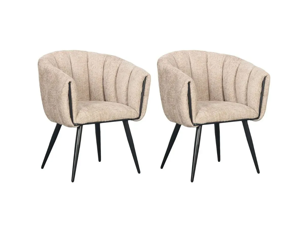 Lot de 2 chaises ADA tissu velours beige   BOBOCHIC