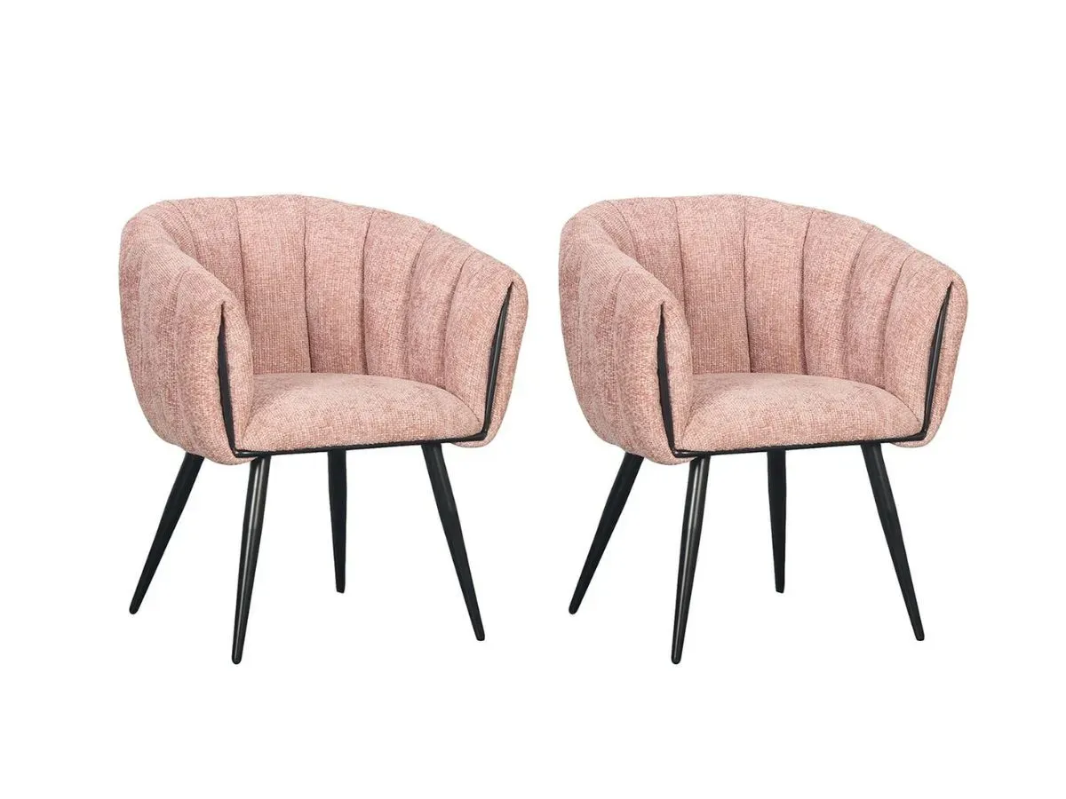 Lot de 2 chaises ADA tissu velours rose   BOBOCHIC
