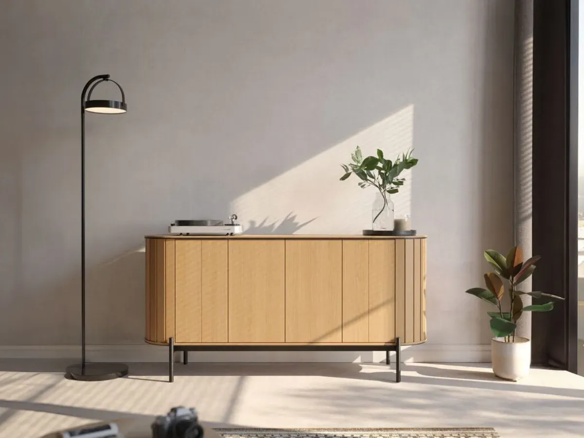 Buffet arrondi 4 portes 168 cm AMBOISE couleur chêne    BOBOCHIC