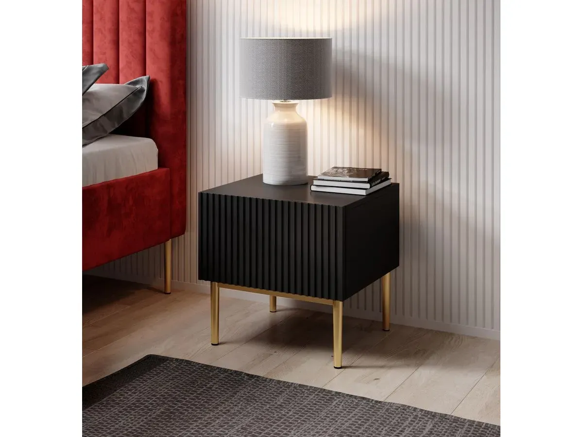 Lot de 2 chevets tiroir KASHA pieds or noir   BOBOCHIC