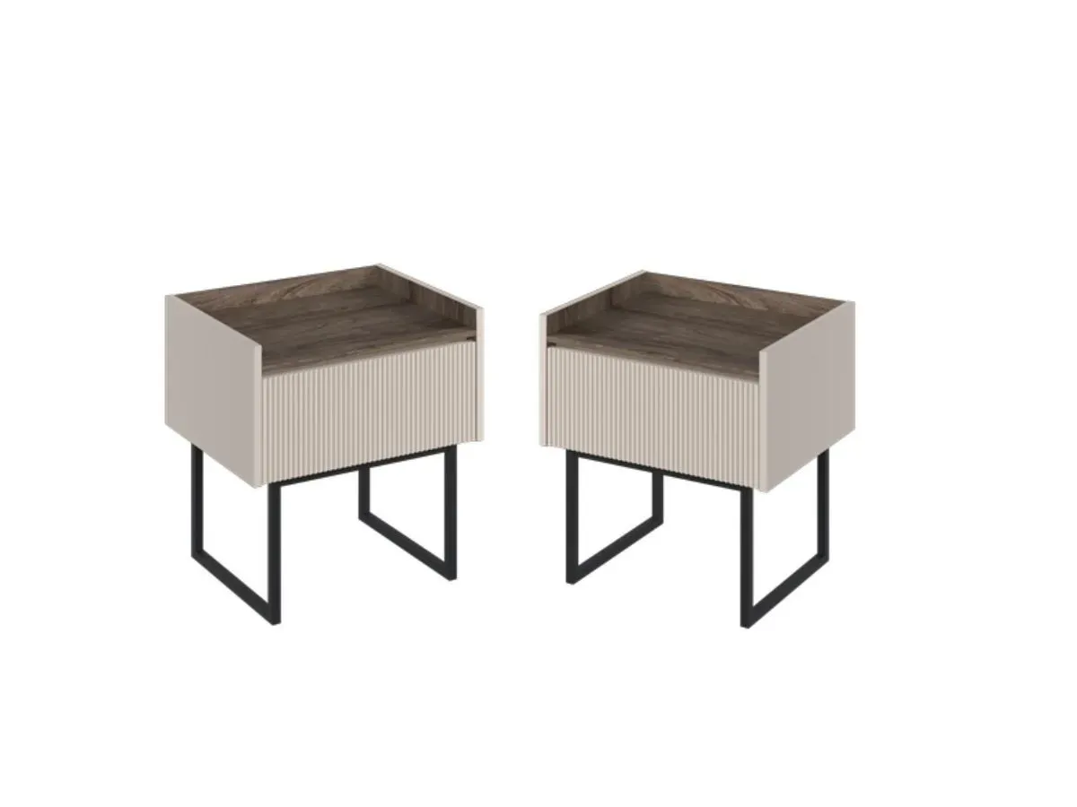 Lot de 2 chevets LOUNA 1 tiroir avec LED    BOBOCHIC