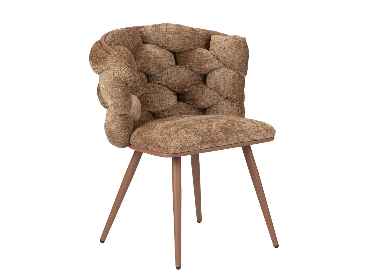 Lot de 2 chaises CHLOE Tissu texturé marron clair   BOBOCHIC