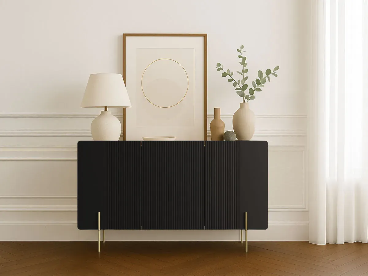 Buffet 3 portes 150 cm MATHILDE pieds or    BOBOCHIC