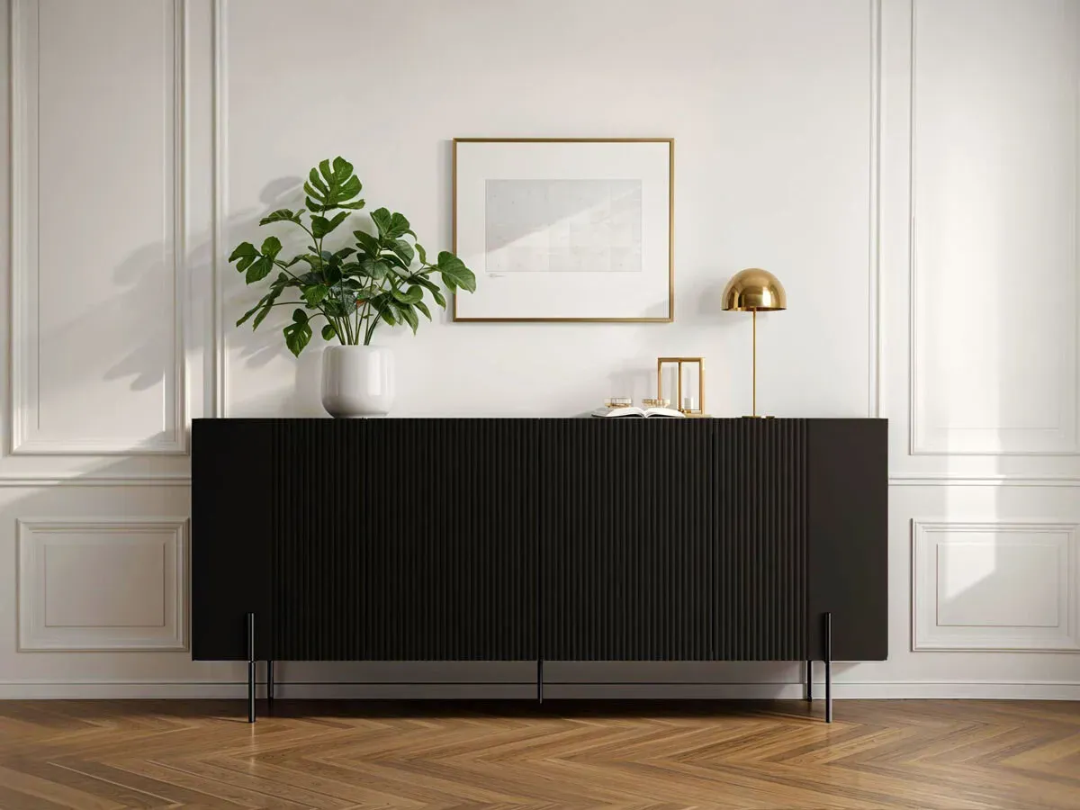 Buffet 4 portes 200 cm MATHILDE pieds noir    BOBOCHIC