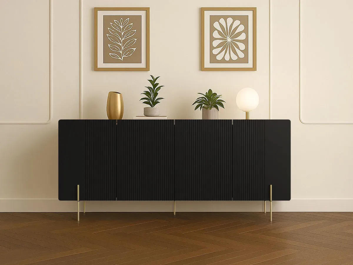 Buffet 4 portes 200 cm MATHILDE pieds or    BOBOCHIC