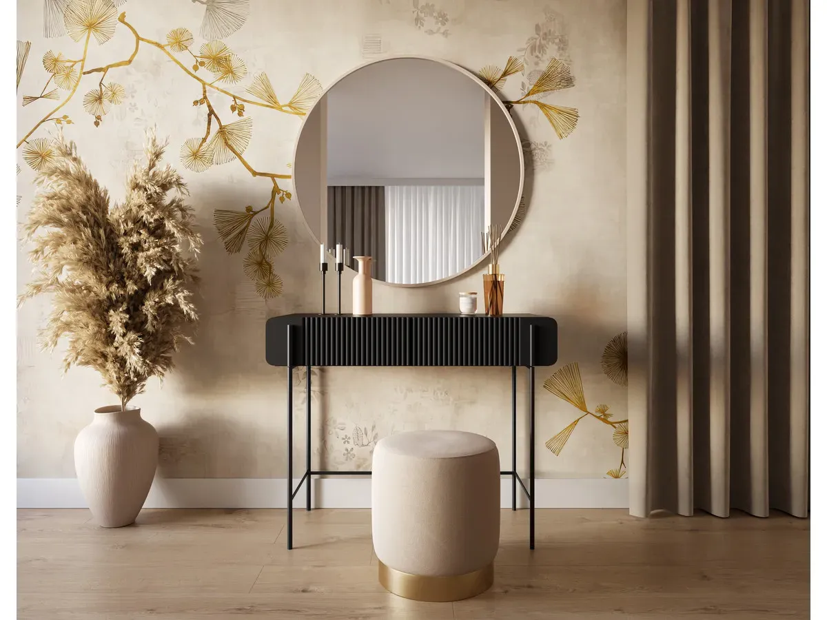 Console 2 tiroirs 100 cm MATHILDE pieds noir    BOBOCHIC