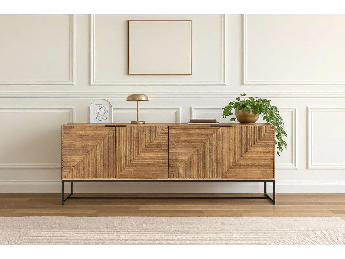 Buffet 4 portes 210 cm NAOMIE bois massif d'acacia    BOBOCHIC