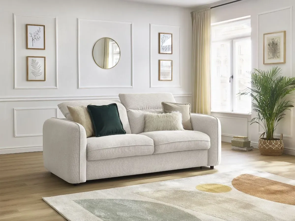 Canapé droit convertible ouverture express ACHILLE blanc 140x200  BOBOCHIC 3 places