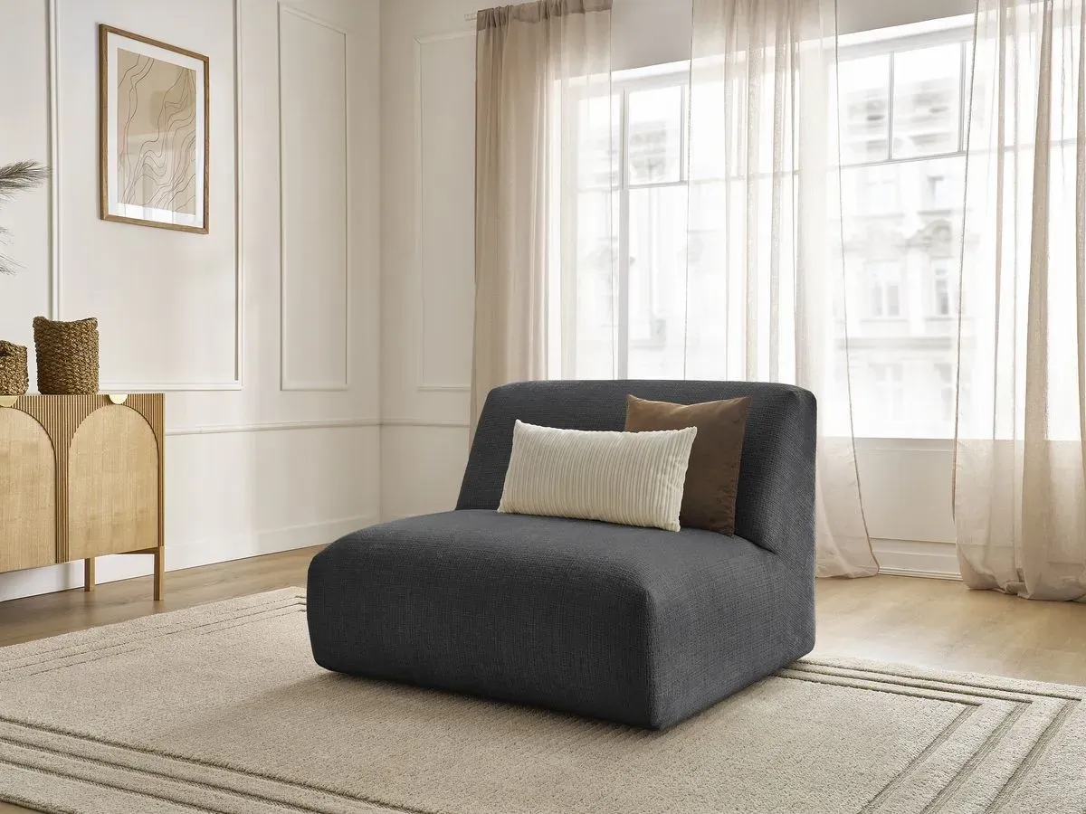 Chauffeuse 1 place pour canapé modulable SIRIUS tissu texturé noir   BOBOCHIC 1 places