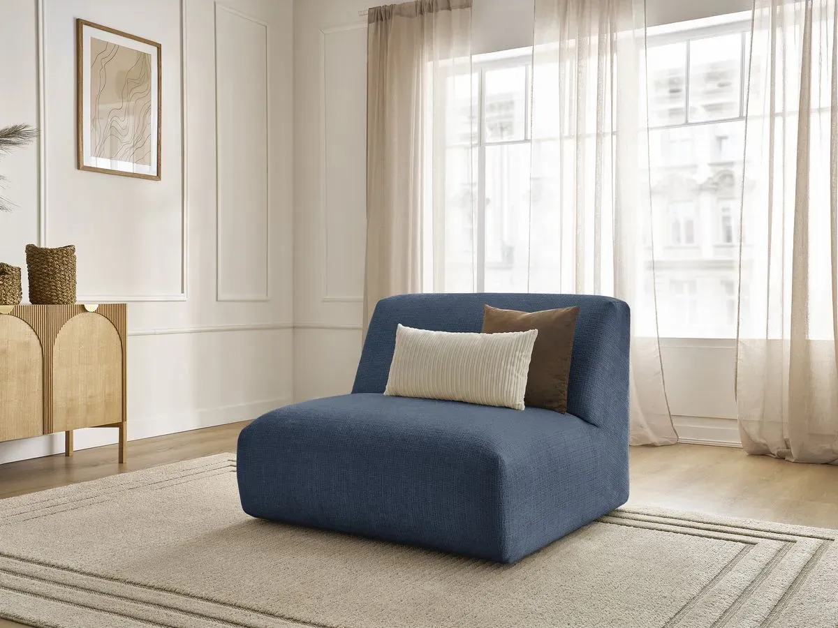 Chauffeuse 1 place pour canapé modulable SIRIUS tissu texturé bleu foncé   BOBOCHIC 1 places