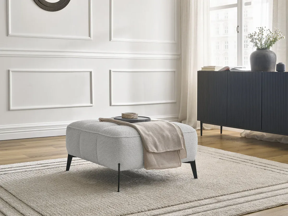 Pouf ANIS tissu bouclette gris clair   BOBOCHIC