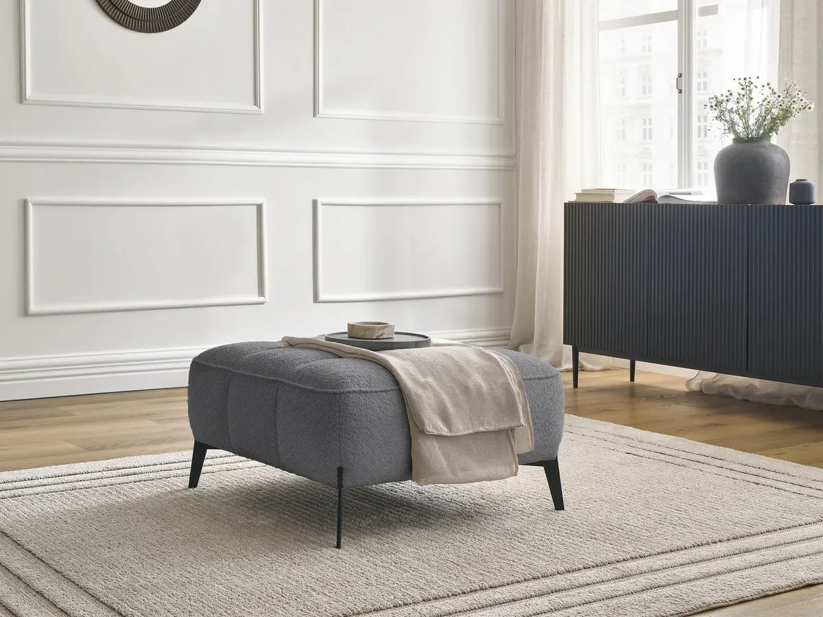 Pouf ANIS tissu bouclette gris foncé   BOBOCHIC