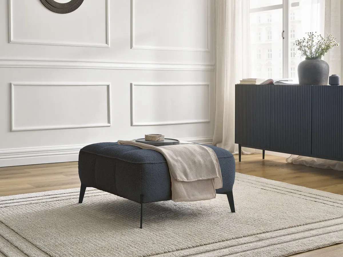 Pouf ANIS tissu bouclette bleu foncé   BOBOCHIC