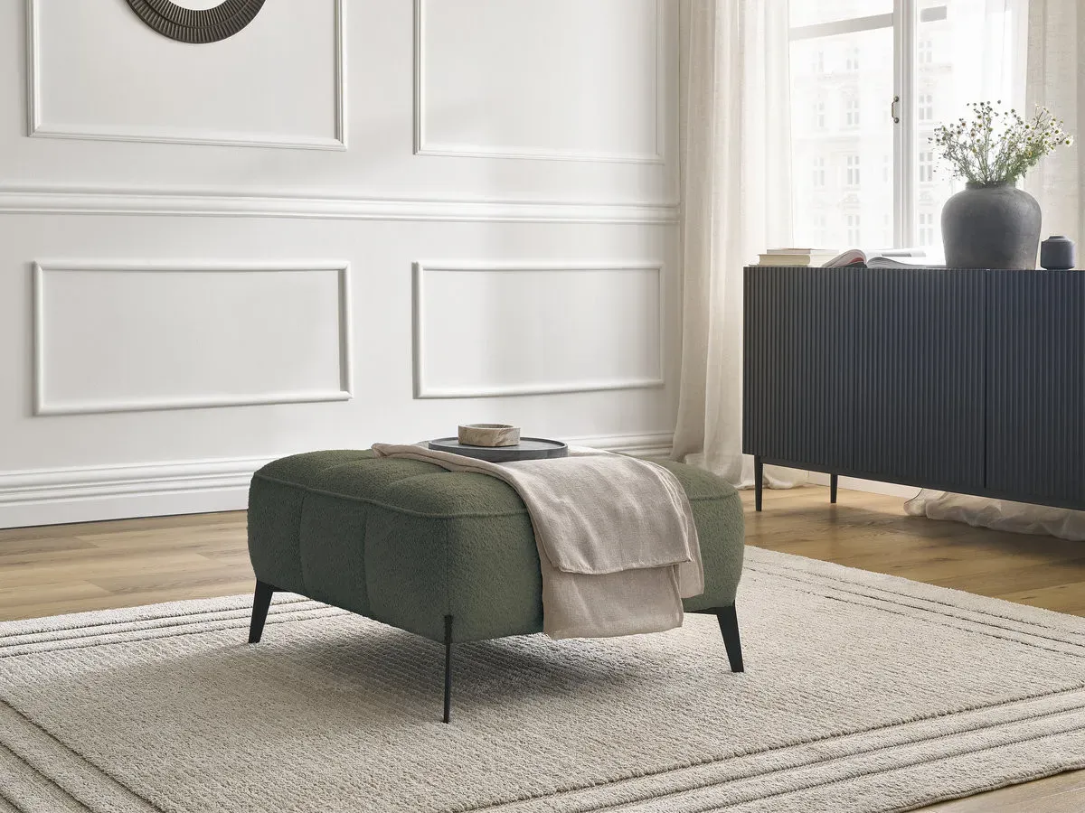 Pouf ANIS tissu bouclette vert   BOBOCHIC