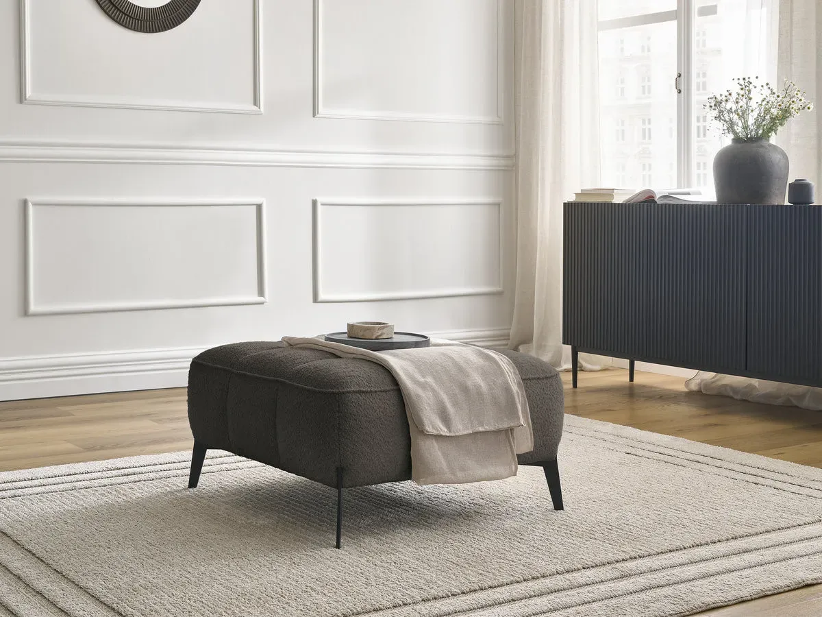 Pouf ANIS tissu bouclette marron   BOBOCHIC