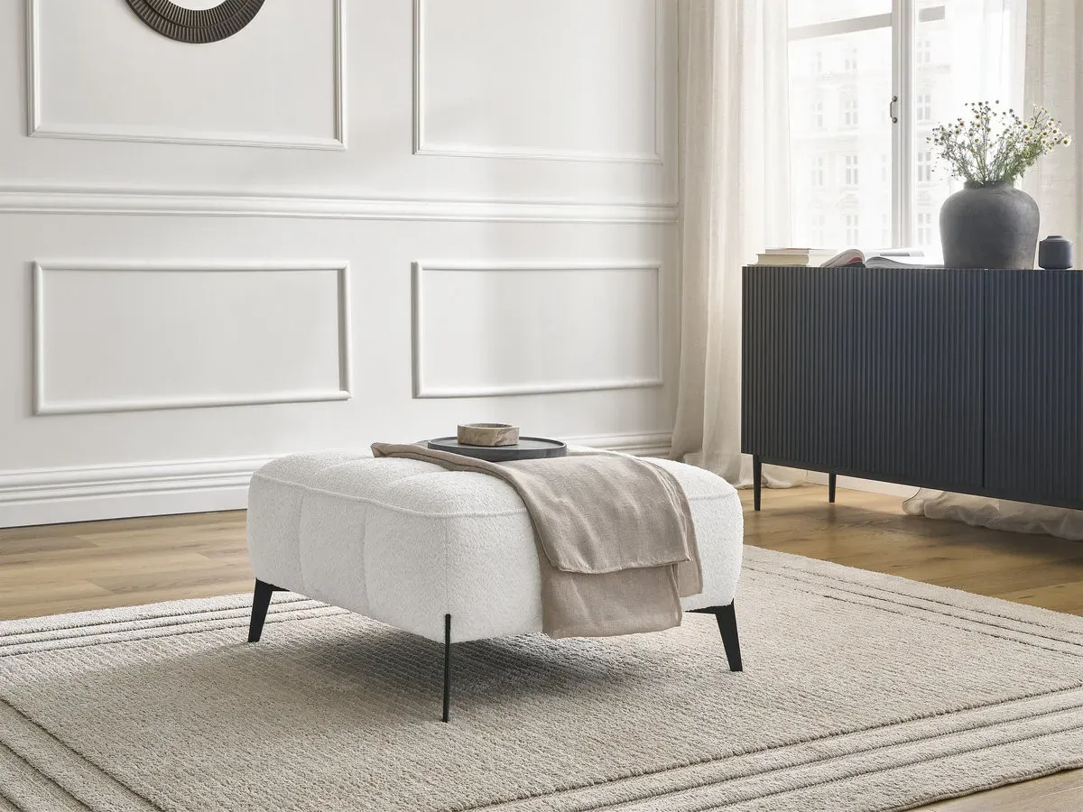 Pouf ANIS tissu bouclette blanc   BOBOCHIC