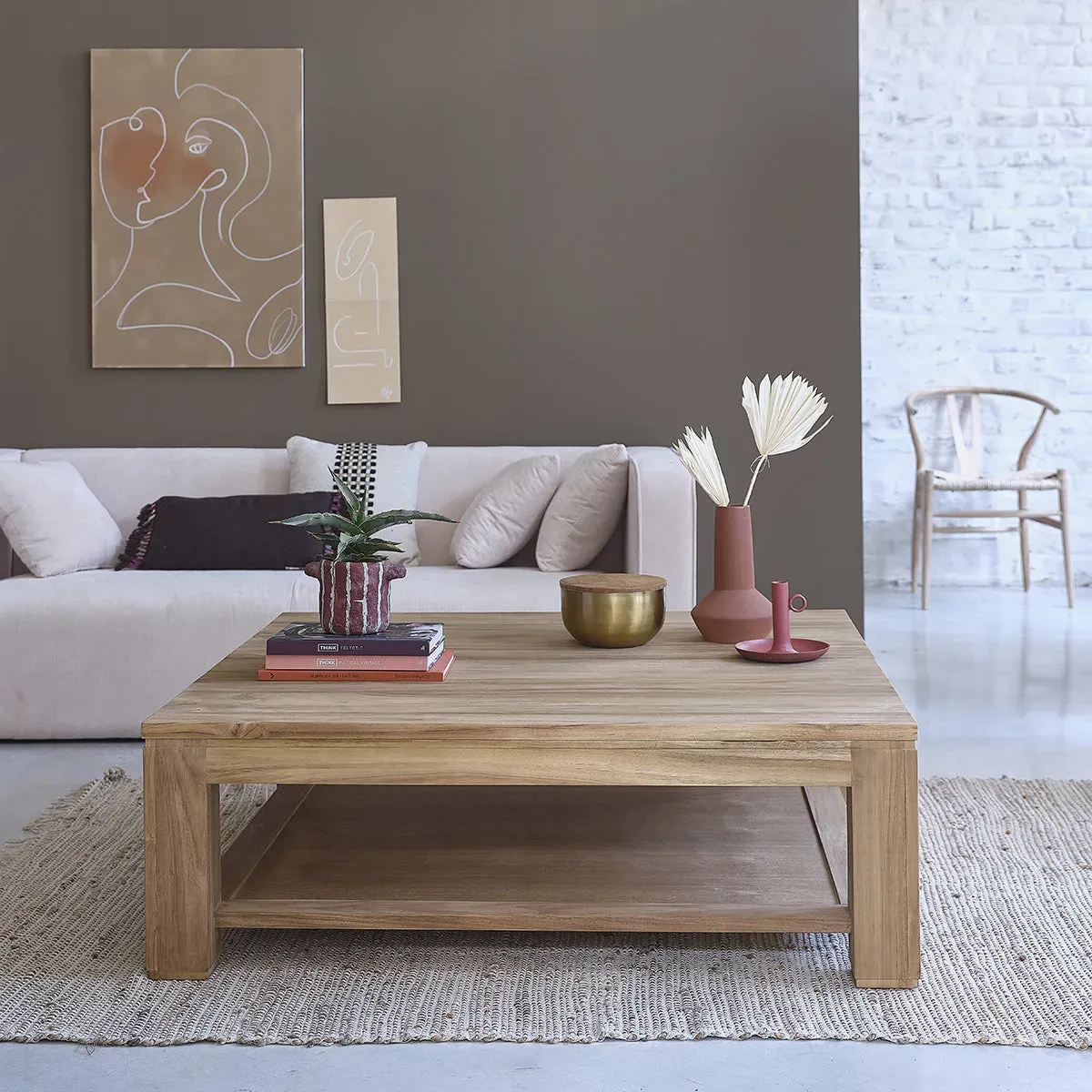 Table basse en teck massif 120 cm