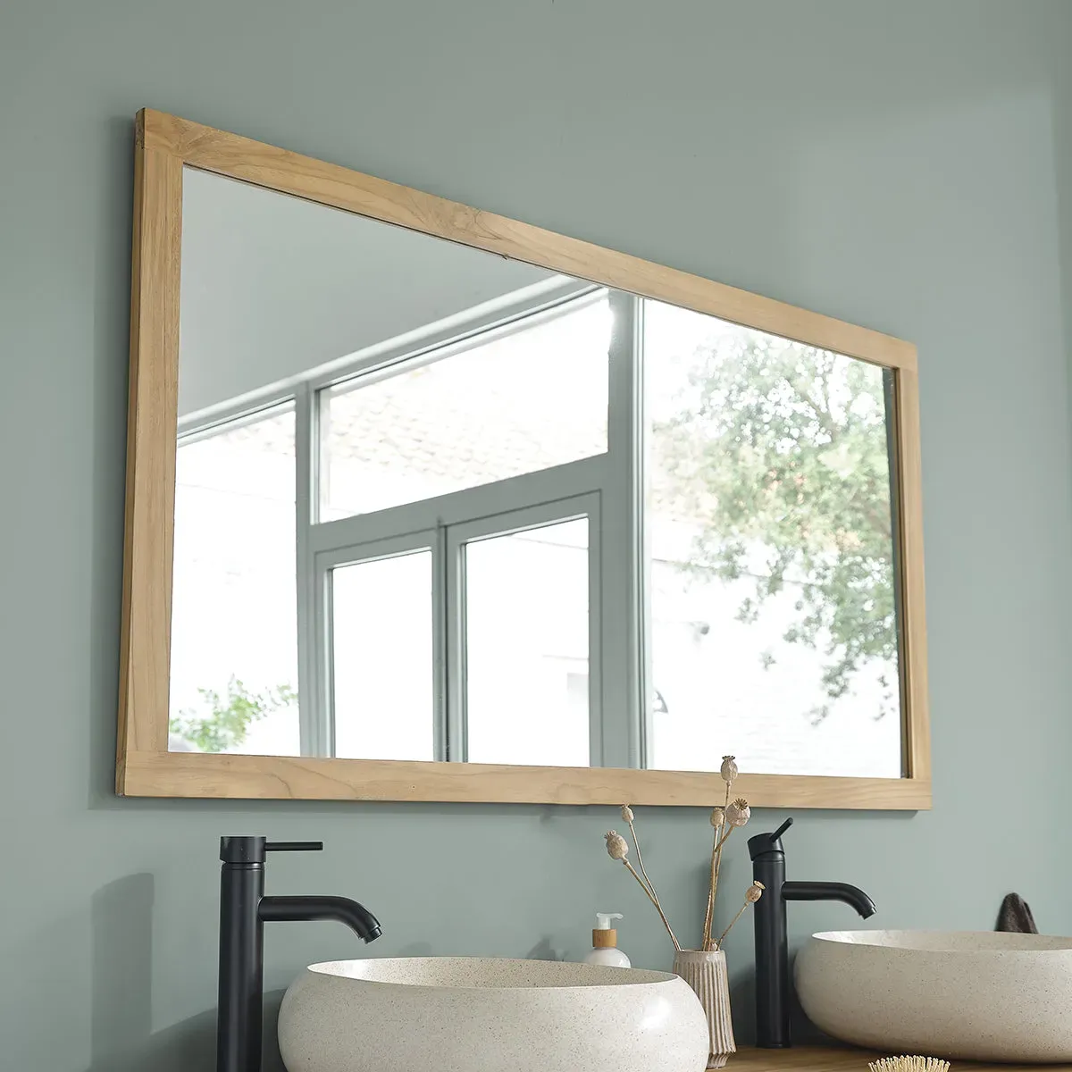 Miroir en teck massif rectangulaire 145 cm