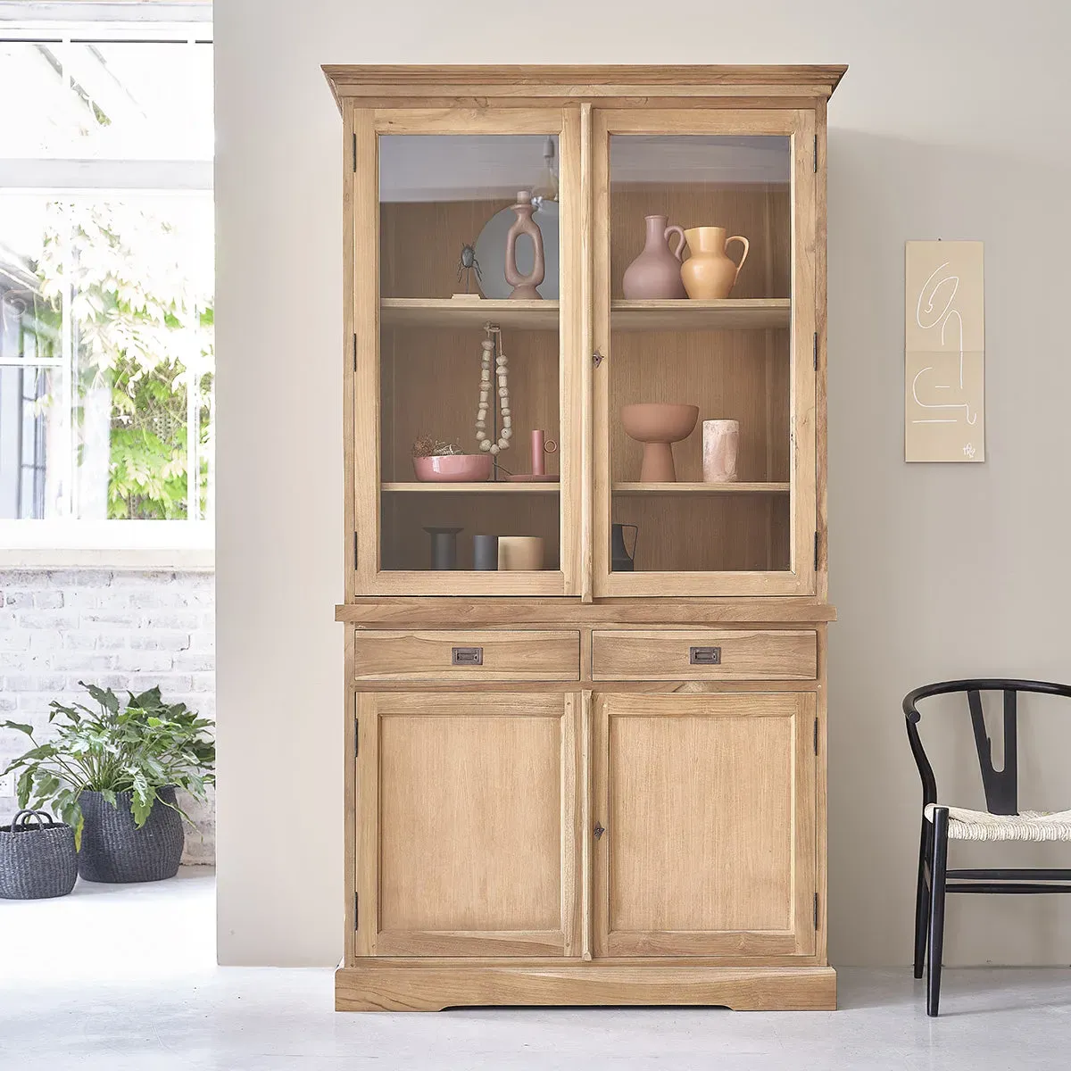 Vaisselier en teck massif 120 cm