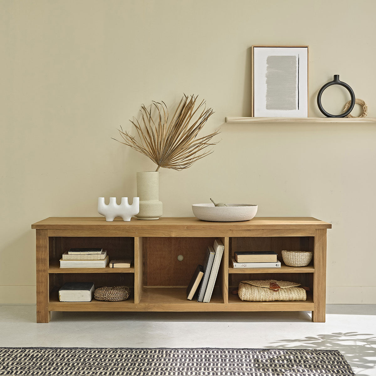 Meuble TV en teck massif 150 cm