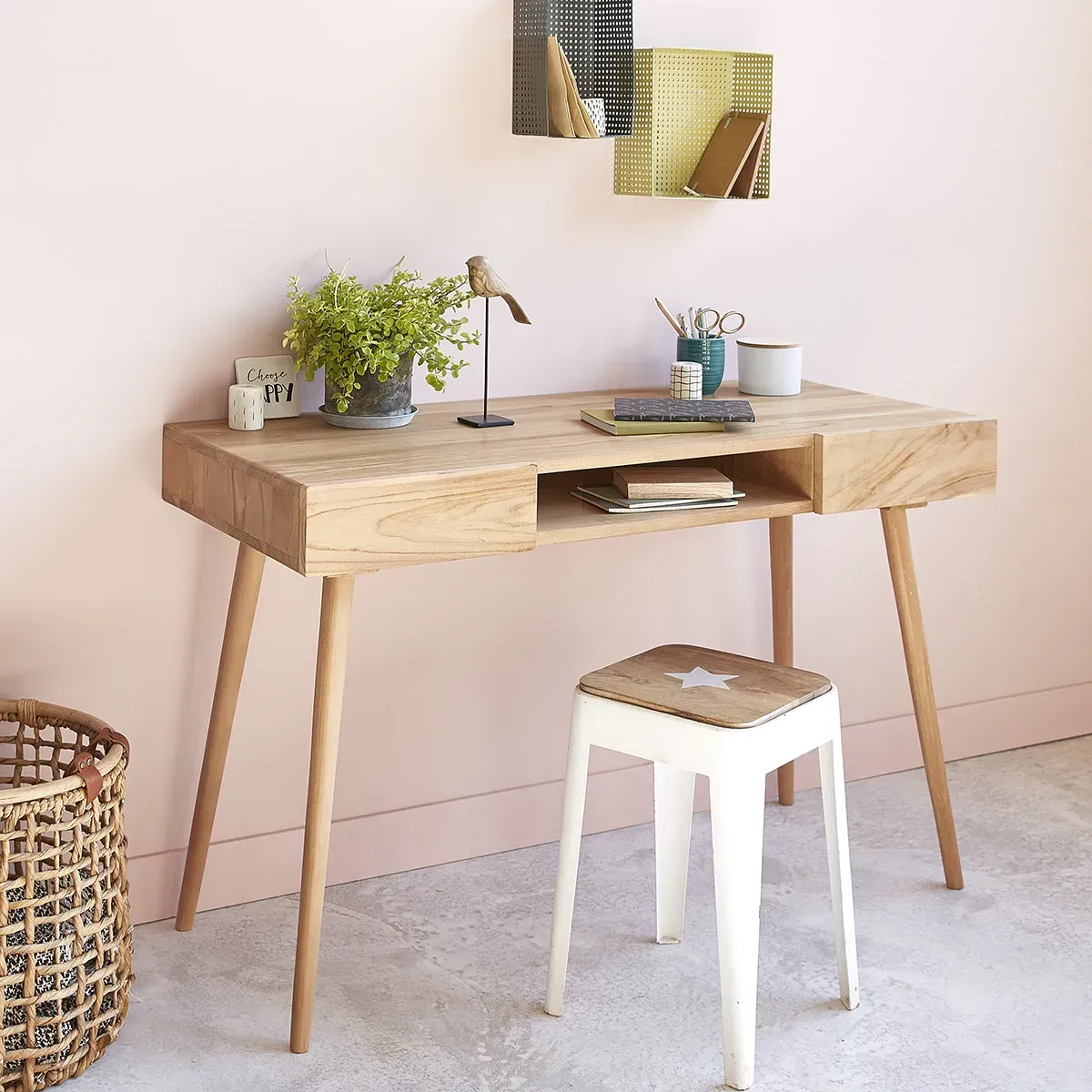 Bureau en bois teck massif 120 cm